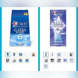 Crest 3DWhitestrips Classic Vivid +
Crest Daily Whitening Serum Mint LOT